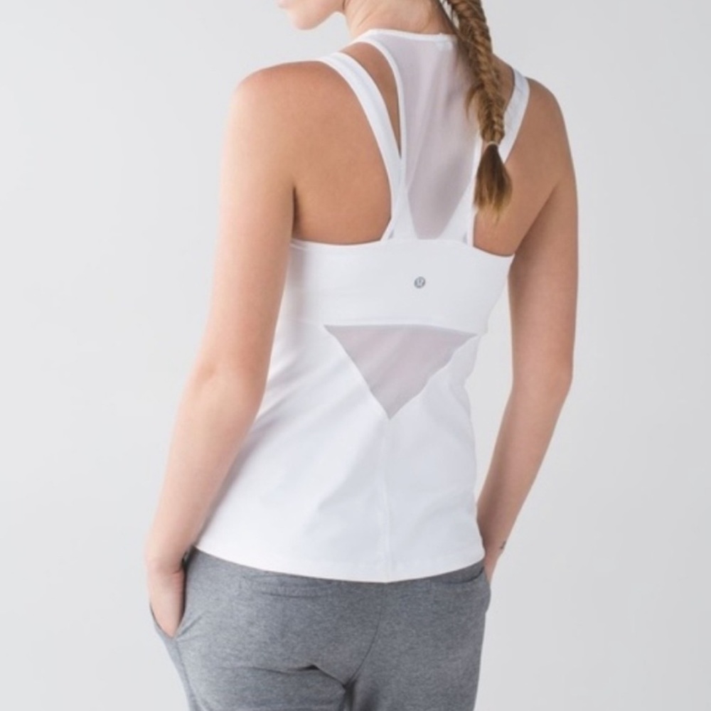 Lululemon White Mesh Tank Top.